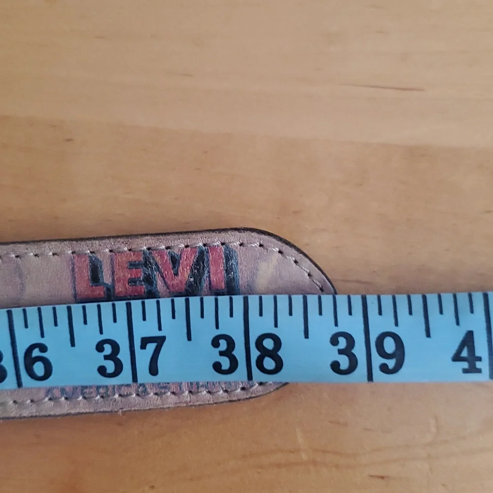 Levi's Brown Leather Belt with Red and Blue Panel Logos